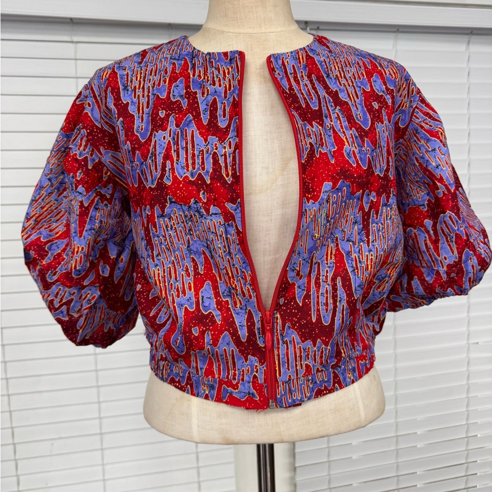 African print crop jacket